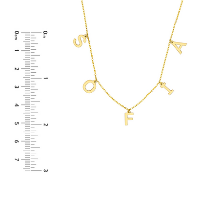 Rolland's Designs 14K Gold Hanging Initials Necklace "EMMA"