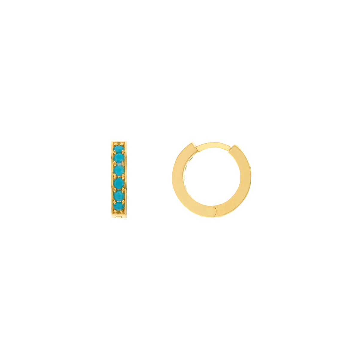 Rolland's Designs 14K Gold Turquoise Huggies