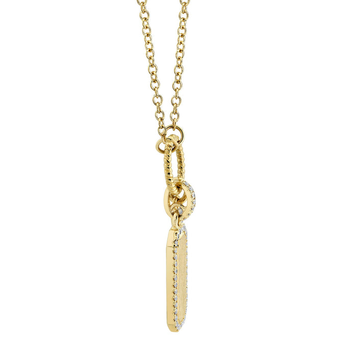 Shy Creation 14K Yellow Gold Diamond Dog Tag Pendant Necklace