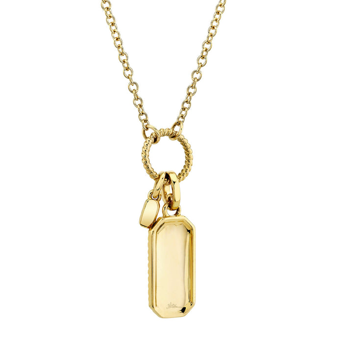 Shy Creation 14K Yellow Gold Diamond Dog Tag Pendant Necklace