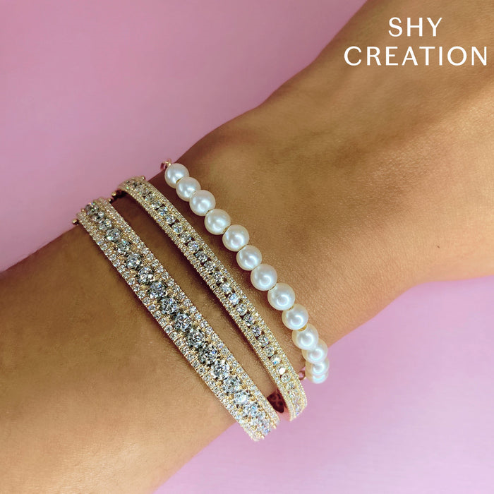 Shy Creation Pearl Paperclip Bracelet
