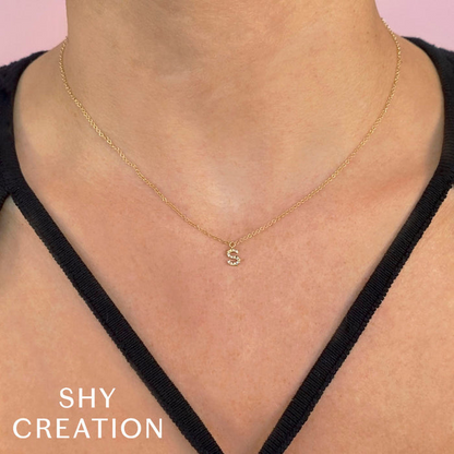 Shy Creation Diamond "M" Pendant Necklac