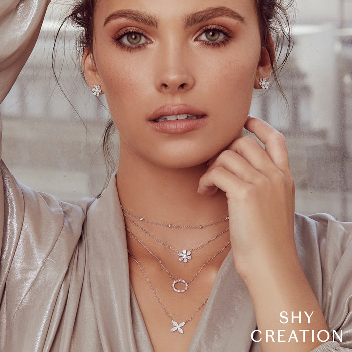 Shy Creation Diamond Station Necklace