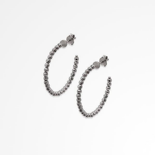 Desmos Sterling Silver Diamond Cut Hoop Earrings
