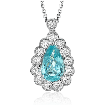 Simon G. Pear Aquamarine & Diamond Necklace