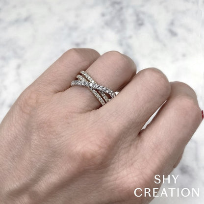 Shy Creation Criss Cross Diamond Ring
