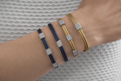 ALOR Navy Cable Diamond Station Bracelet