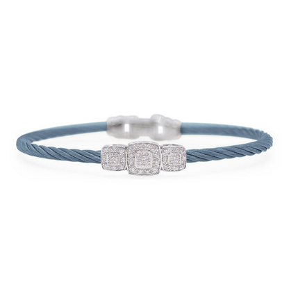 Alor Carribean Blue Cable Triple Diamond Cushion Station Bracelet