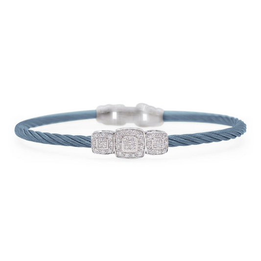 Alor Carribean Blue Cable Triple Diamond Cushion Station Bracelet