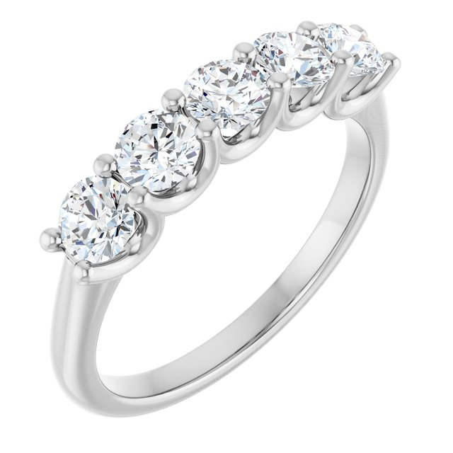14K White Gold 7 Stone Diamond Band