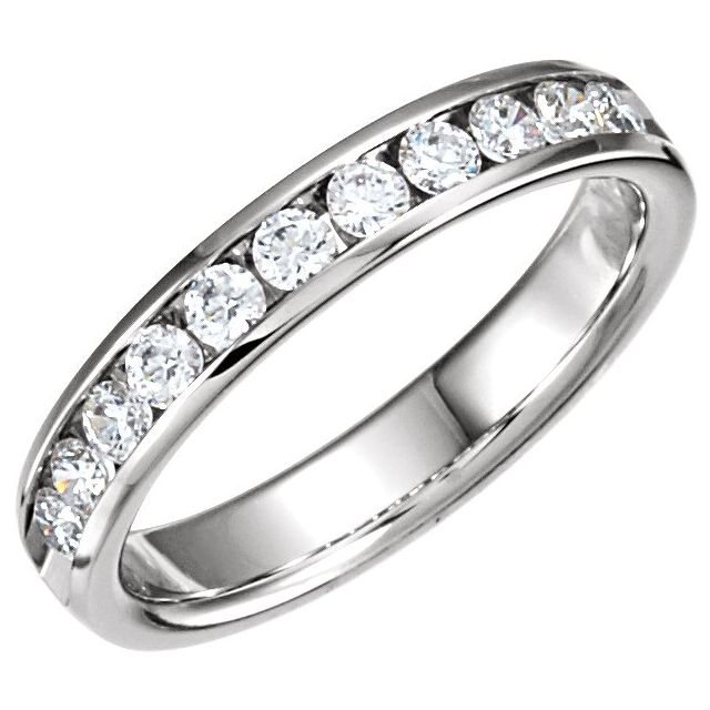14K White Gold Diamond Channel Set Band