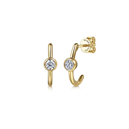 Gabriel White Sapphire J Hoop Earrings