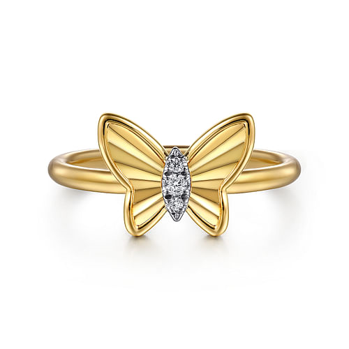Gabriel 14Ky Diamond Diamond Cut Butterfly Ring
