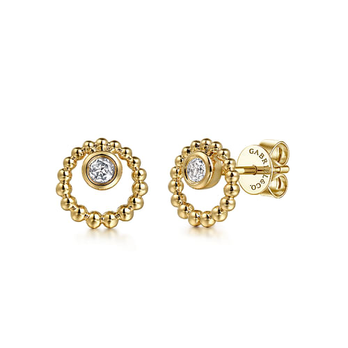 Gabriel 14Ky Bujukan And White Sapphire Stud Earrings