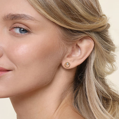 Gabriel 14Ky Bujukan And White Sapphire Stud Earrings