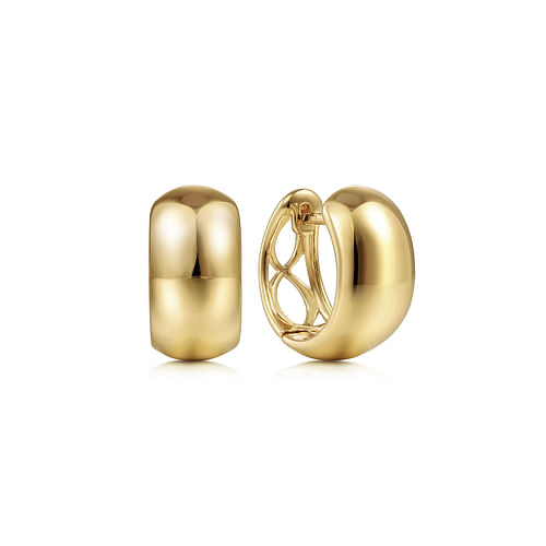Gabriel Wide Plain Gold Huggie Earrings