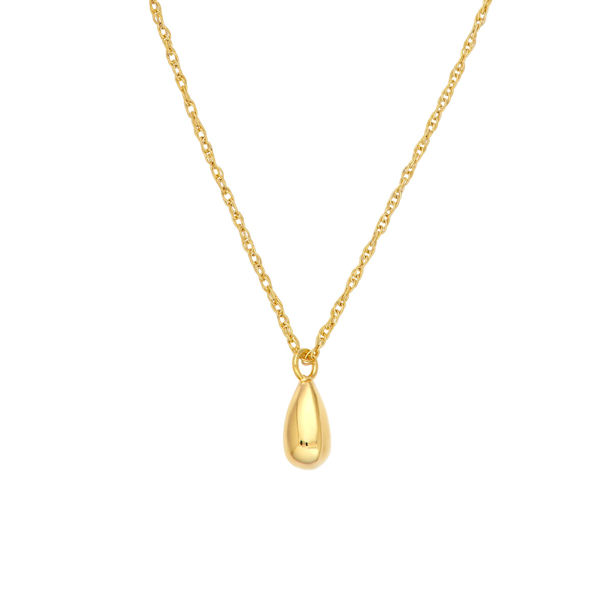 Gold Small Puffy Teardrop Pendant Necklace