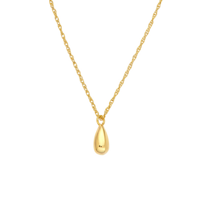 Gold Small Puffy Teardrop Pendant Necklace
