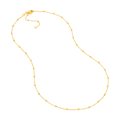 Gold 18" 1.7Mm Bead Station Saturn Chain