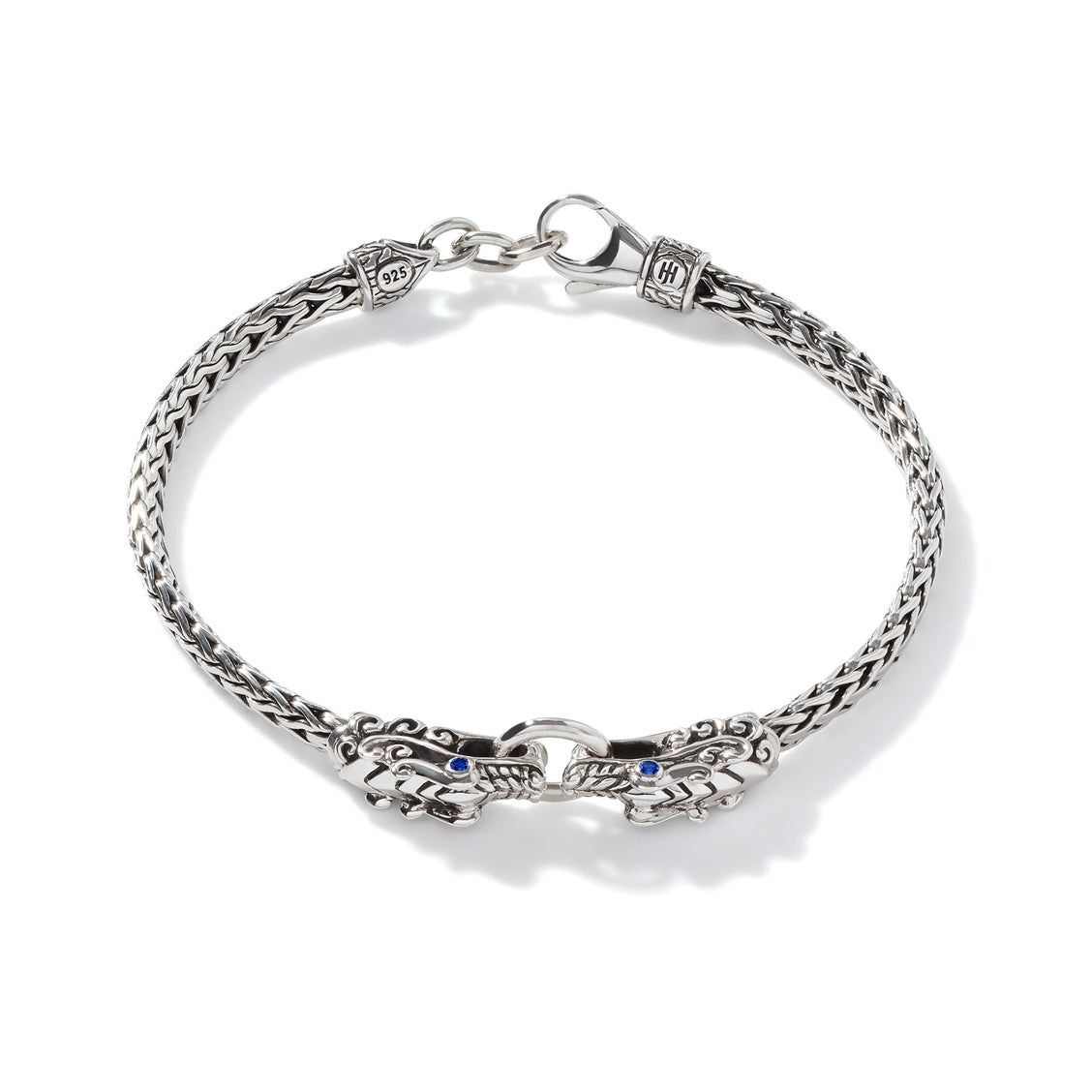 John Hardy Silver Naga Bracelet with Blue Sapphire Eyes