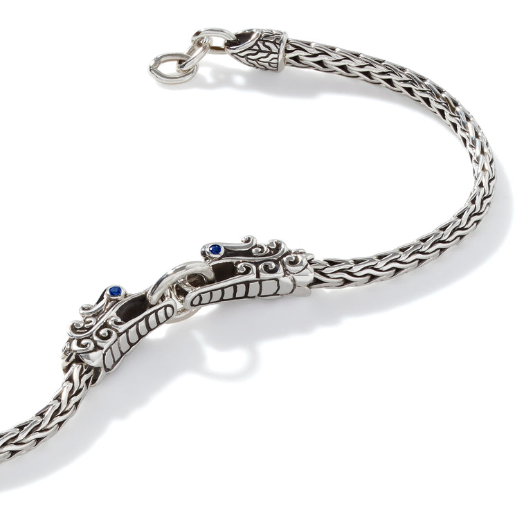 John Hardy Silver Naga Bracelet with Blue Sapphire Eyes