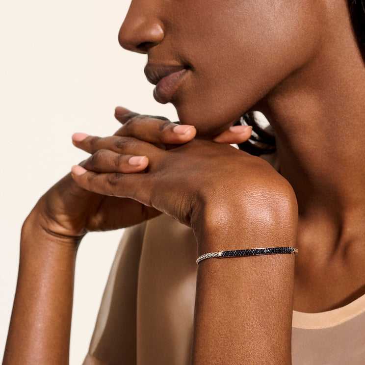 John Hardy Silver Bracelet with Black Sapphire