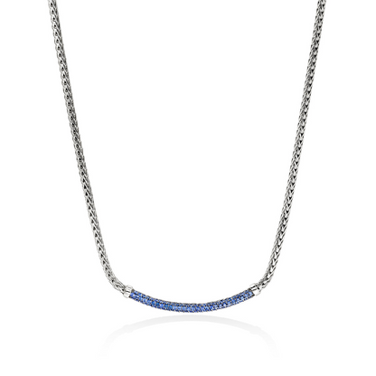 John Hardy Silver Essential Pave Necklace with Blue Sapphire
