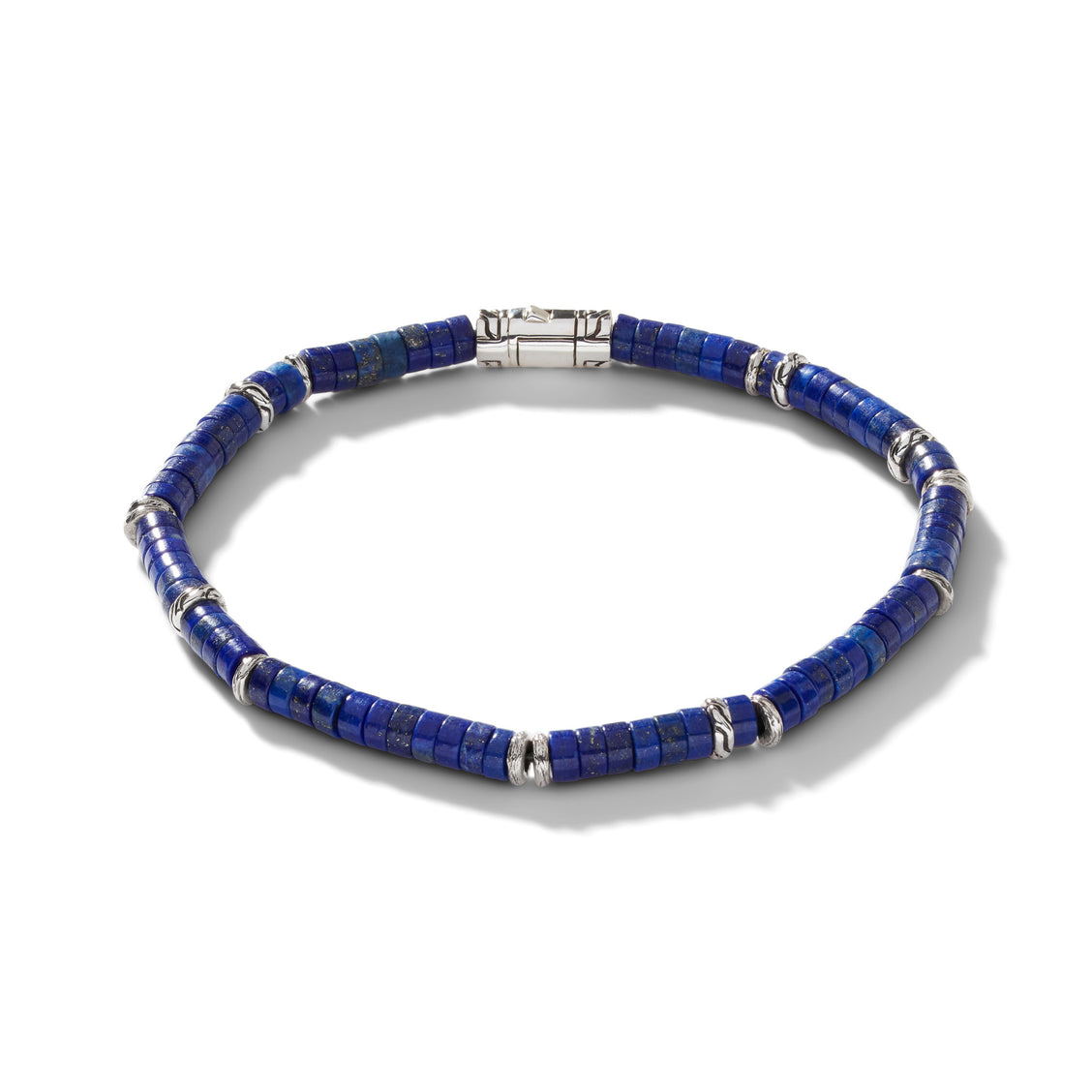 John Hardy Silver Heishe Lapis Lazuli Beaded Bracelet