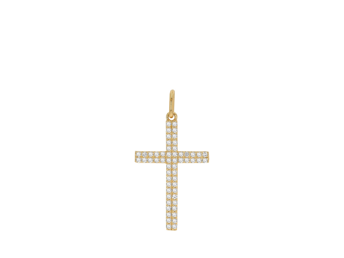 Rolland's Designs Double Row Diamond Pave Cross Charm