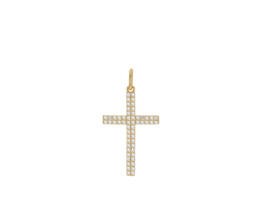 Rolland's Designs Double Row Diamond Pave Cross Charm