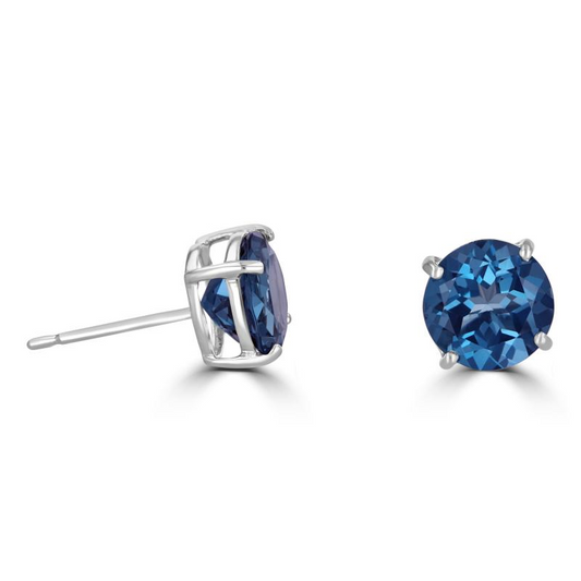 14K White Gold London Blue Topaz Stud Earrings
