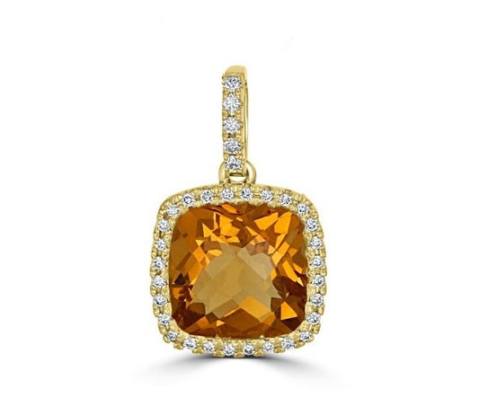 Rolland's Designs 14K White Gold Blue Topaz & Diamond Pendant
