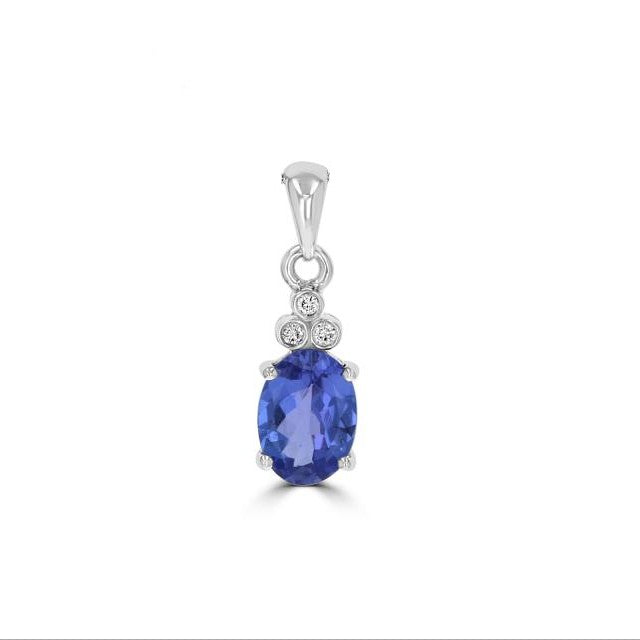14K White Gold Tanzanite And Diamond Pendant