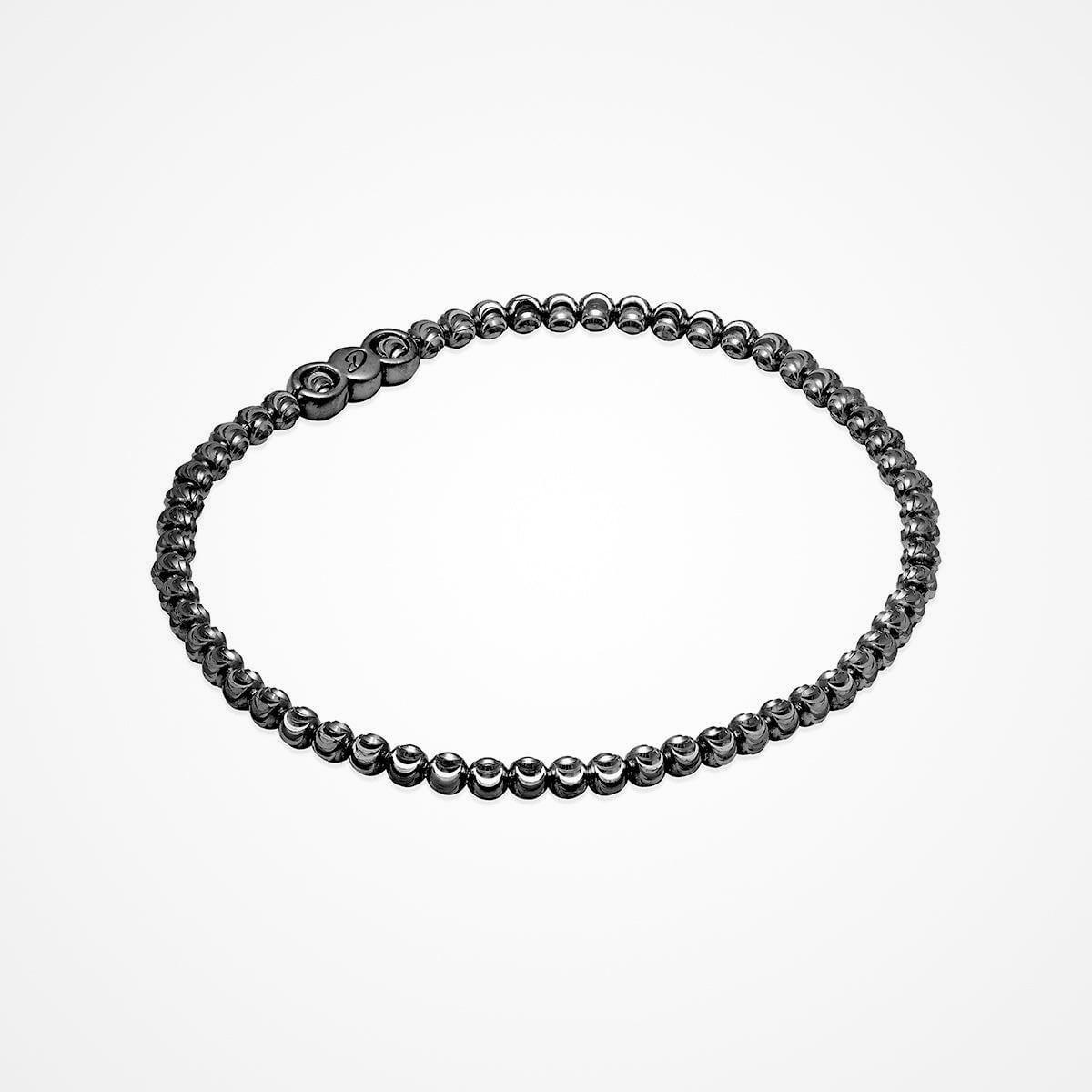 Desmos Sterling Silver Gunmetal Moon Design Bead Bracelet