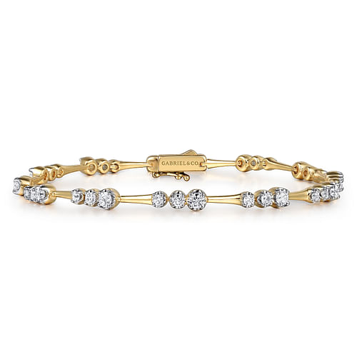 Gabriel 14K Gold Graudated Diamond Station Tennis Bracelet