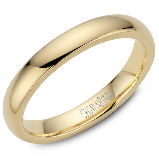 Crown 14k Yellow Gold Traditional Wedding Band