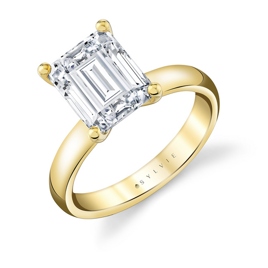 Sylvie 14K Yellow Gold Emerald Solitaire Semi Mount