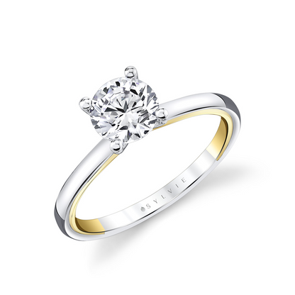 Sylvie 14K Two Tone Round Solitare Semi Mount