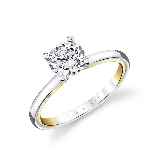 Sylvie 14K Two Tone Round Solitare Semi Mount