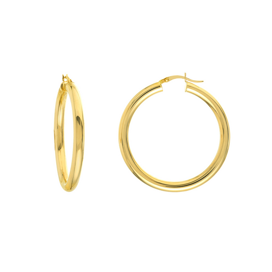 Rolland's Design Gold Round Tube Polished Hoop Earrings