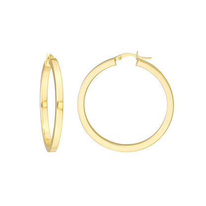 Rolland's Design Gold Square Tube Polished Hoop Earrings