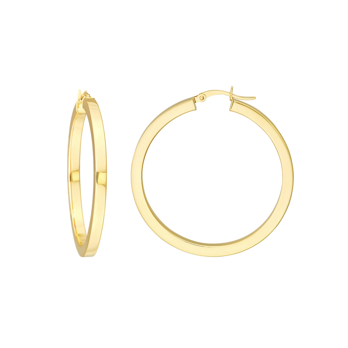 Rolland's Design Gold Square Tube Polished Hoop Earrings