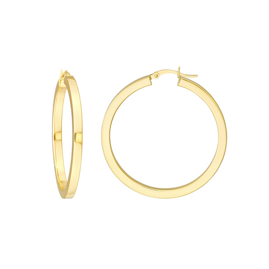 Rolland's Design Gold Square Tube Polished Hoop Earrings