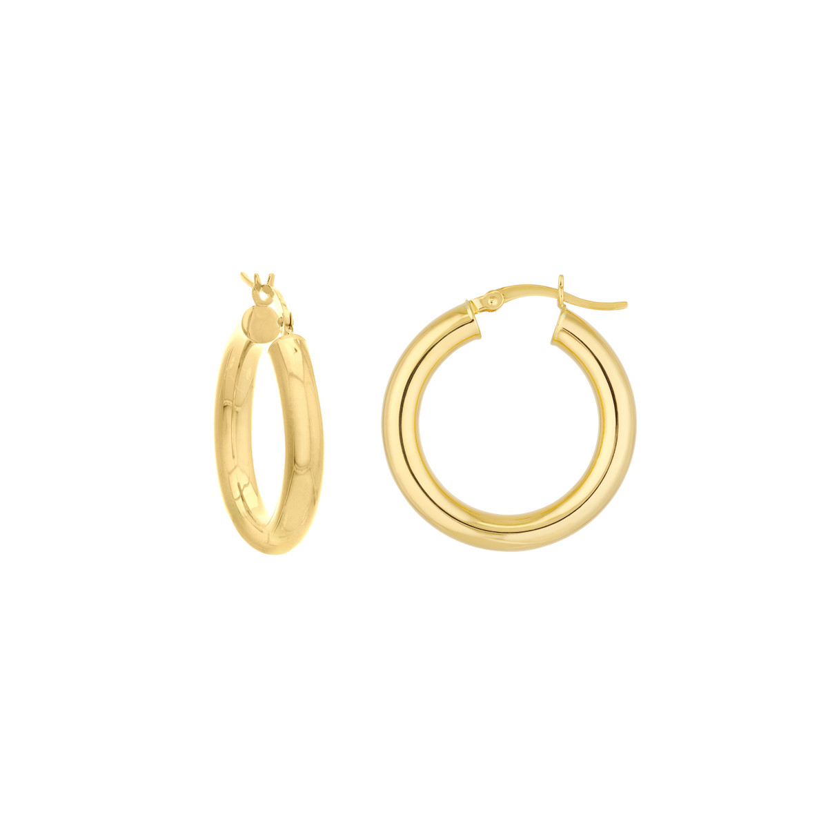 Rolland's Design Gold Round Tube Polished Hoop Earrings