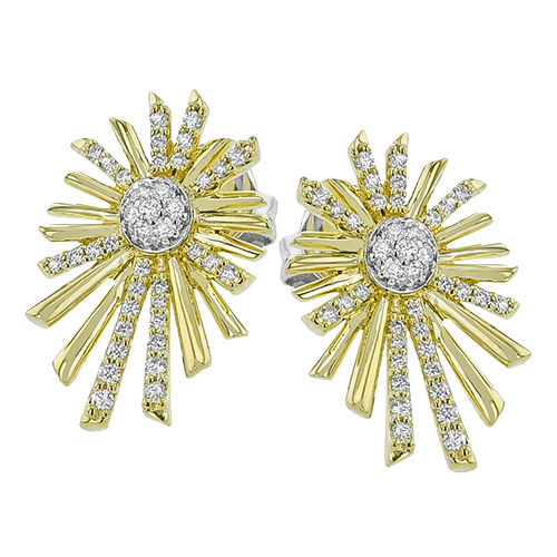 Simon G. 18K Two Tone Diamond Sunburst Earrings