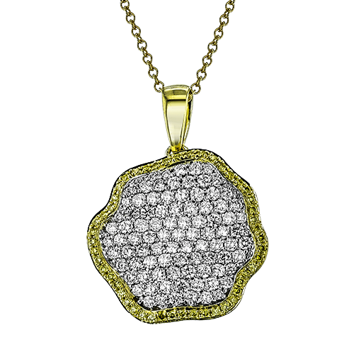 Simon G. 18K Two Tone Free Form Yellow & White Diamond Pendant with Chain