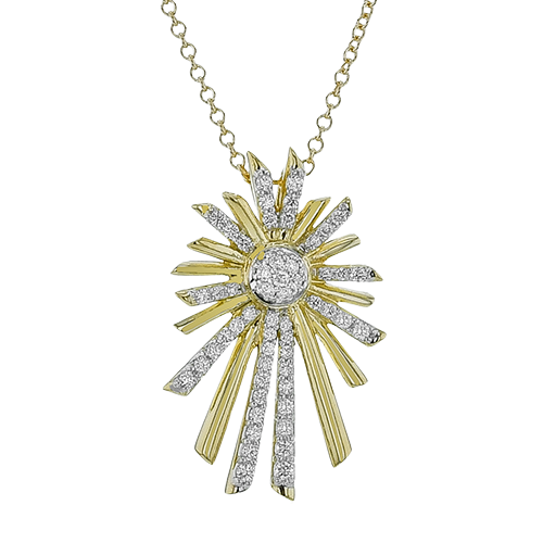 Simon G. 18K Two Tone Diamond Sunburst Pendant