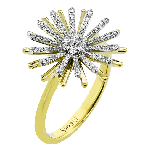 Simon G. 18K Two Tone Diamond Flower Burst Fashion Ring