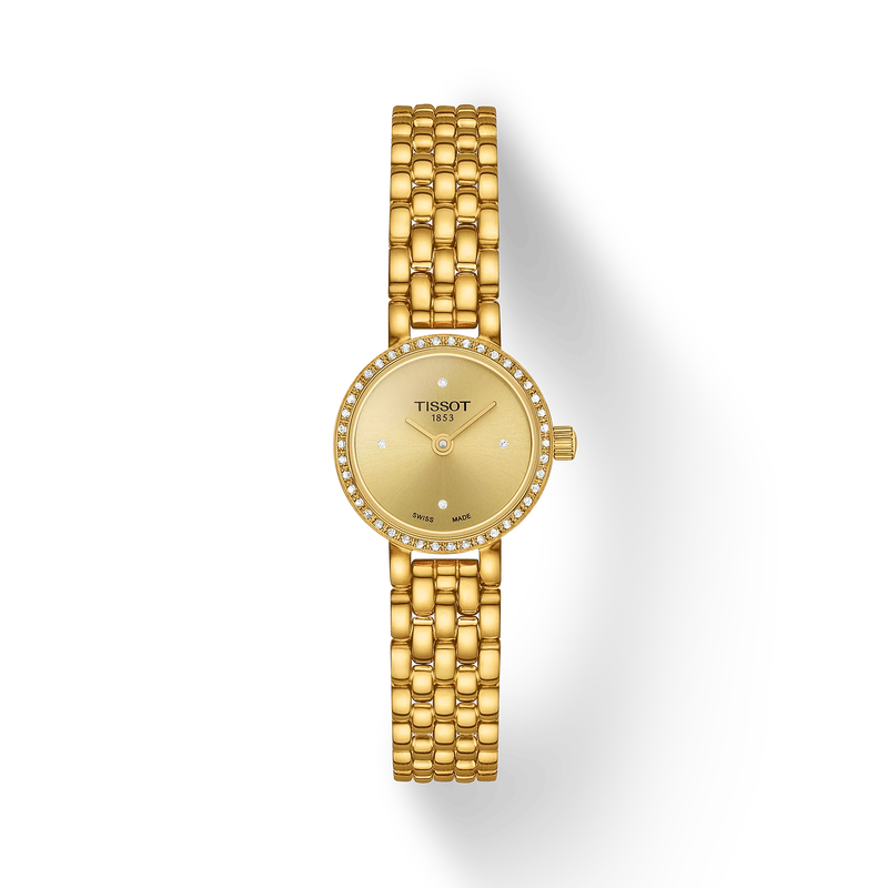 Tissot Lovely Round Stainless Steel Diamond And Yellow Gold Coated Watch