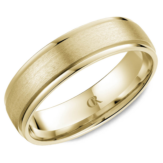 Crown 14K Yellow Gold 6Mm Band with Sandpaper Center & High Polish Edges
